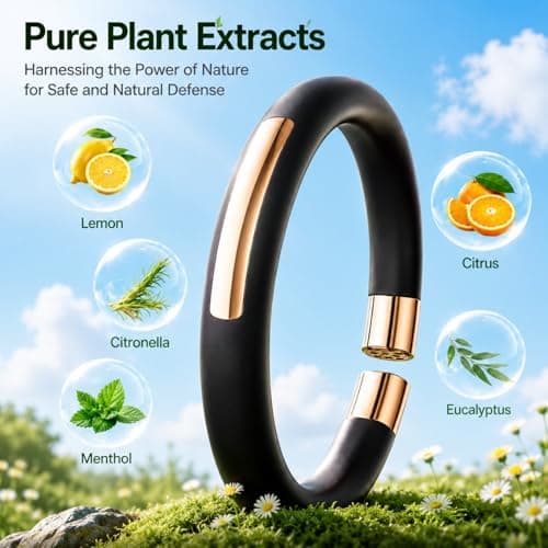Natural Mosquito Repellent Bracelet with 6 Pcs Essential Oil Refills - DEET-Free Waterproof Insect Repellent Bands for Kids & Adults - Long-Lasting Bug Protection for Travel & Camping, Black — view 2