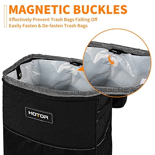 HOTOR Car Trash Bin, Compact Waterproof Organizer, 2-Gallon, Black — view 4