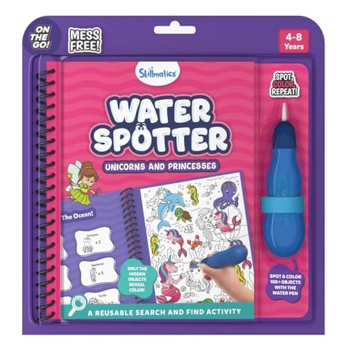 Skillmatics Water Spotter Unicorns & Princesses, Activity Book, Travel Toy