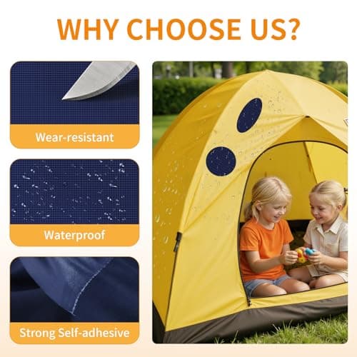 Self-Adhesive Nylon Tent Repair Kit Patches, 51PCS Waterproof Fabric Repair Tape for Camping Gear, Sleeping Bag - No-Sew Instant Invisible Patches for Clothing, Down Jacket, Puffer Coats (Dark Blue) — view 3