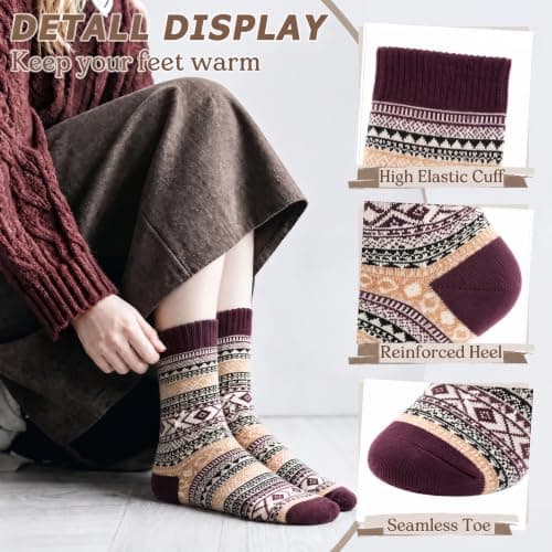 Chalier Finery Ladies Socks Wool Thermal Fluffy Gifts For Women 5 Pairs — view 3