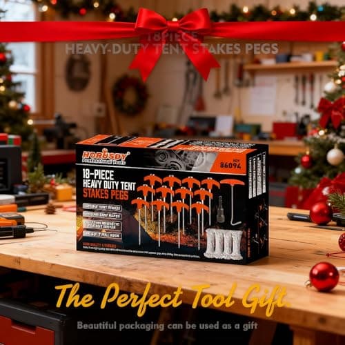 Tent Pegs Metal Heavy Duty 12-Pack – Galvanised Steel Tent Pegs, Ground Pegs Heavy Duty with Ropes & T-Pull Hook, Camping Pegs & Garden Pegs for Tents, Gazebos, Tarps & Outdoor Use — view 2