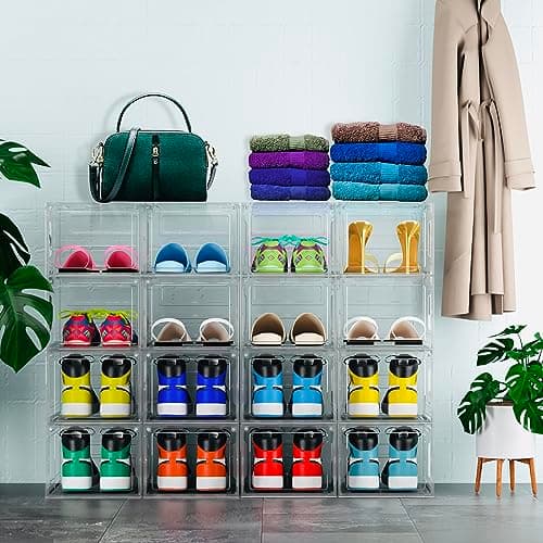 Unique Impression 8 Pack Shoe Storage Box - Clear Stackable Boxes - Plastic Trainer Storage Boxes - Transparent Shoe Display Containers - Fits Up To UK 12.5 size men’s — view 3