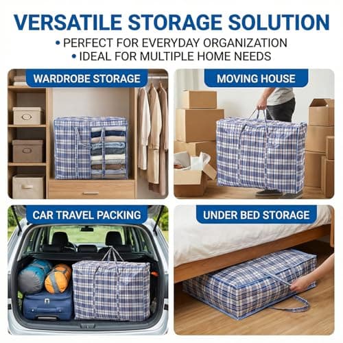 DrySmart 5 Pack Extra Large Storage Bags with Zips (60cmX60cmX18cm) – Durable, Waterproof, Reusable Laundry Bags for Clothes, Wardrobe, Laundry Organization, Moving & Home Storage — view 6