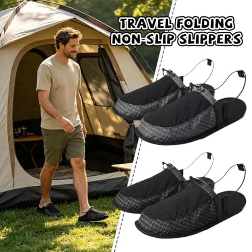 Ultralight Foldable Camp Shoes Portable Travel Slippers for Hiking Black — view 2