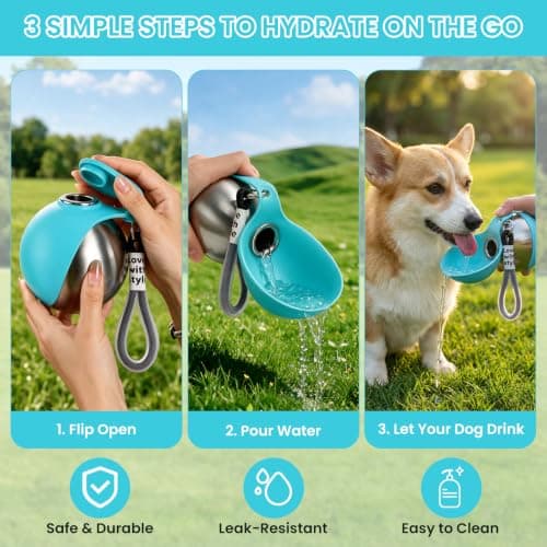 Portable Dog Water Bottle Kaluofan Stainless Steel 330ML Dog Bottle(Blue) — view 5