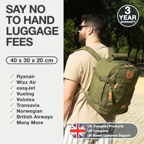 Metz for Ryanair Cabin Bags 40x30x20 Underseat Cabin Bag for EasyJet, Ryanair, Wizz Air & More – Travel Backpack for Airline Under Seat Carry-Ons, Recycled Polyester, Compression, Durable Hand Luggage — view 2