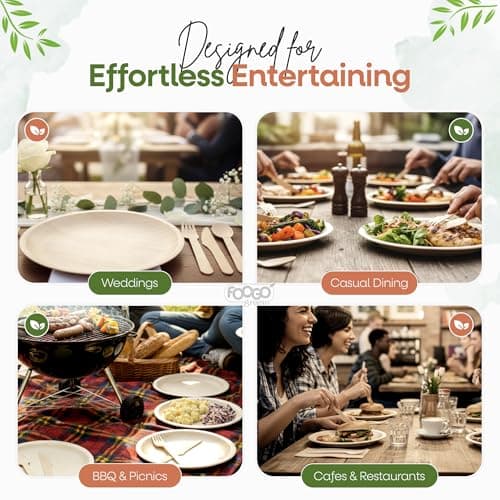 FOOGO Green 75pcs Disposable Wooden Cutlery Set, 16cm — view 5
