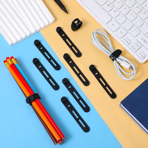 Guduling 60 Pcs Silicone Cable Ties,Black Rubber Cable Ties,Reusable Silicones Cord Tie with Lock Buckle for Home,Office,8 mm Electrical Cord Keeper for Travel — view 5