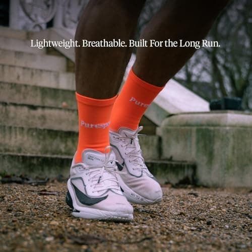Puresport Performance Running Socks (Orange, S/M), Moisture-Wicking Training Socks with Subtle Compression, Breathable & Durable, Optimal Support for Women & Men, Long-Distance Running, Gym, Hyrox — view 3