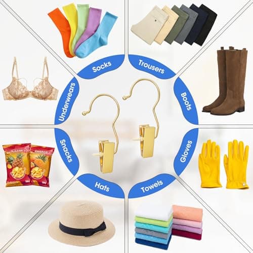 20 Pack Gold Hangers for Closet, Clips Hangers with Hooks, Clothes Pin — view 4