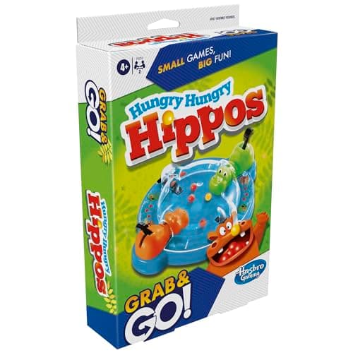 Hasbro Gaming Hungry Hungry Hippos Travel Game, Travel Games for Kids, Portable Grab and Go Marble-Chomping Game for Ages 4+ — view 5
