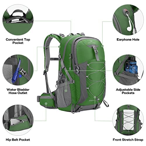 Maelstrom 40L Hiking Backpack, Lightweight Camping Daypack with Rain Cover — view 3