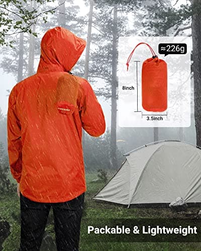 Outdoor Ventures Men's Waterproof Jackets Lightweight Windproof Raincoat — view 6