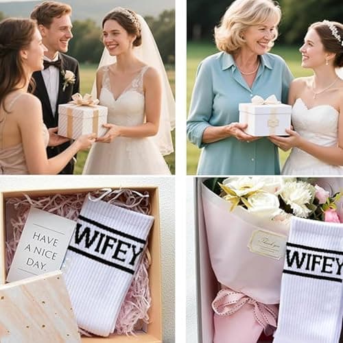 Tbay Wifey Socks for Women - Bachelorette Party Bride Socks Soft Cotton Wedding Wife Bridesmaid Gifts for Bridal Engagement Wedding Shower Party Favors (White) — view 5