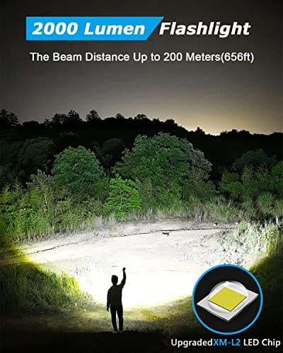 LED Torch Rechargeable Torch Super Bright 2000L Battery Powered Flashlight — view 2
