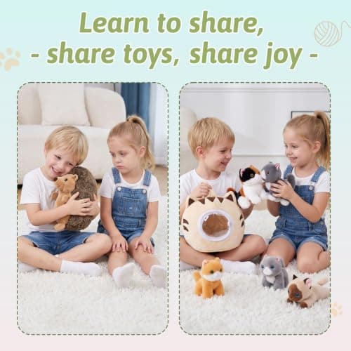 OUOZZZ Cat Plush Teddy Set, Cat Toys for Kids with Carrier Bag & Mat — view 5