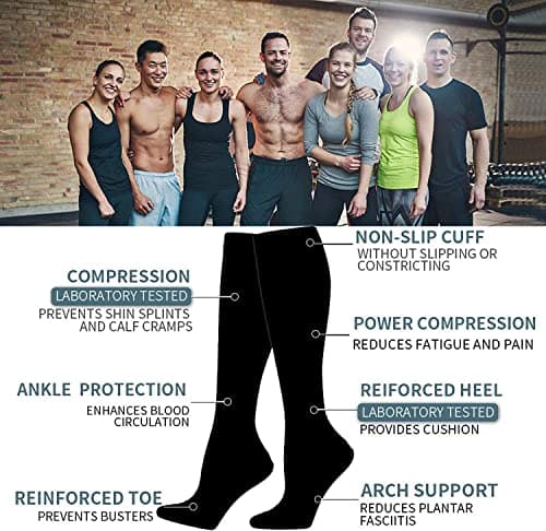 8 Pairs Compression Socks for Women and Men (15-20mmHg)- Great for Medical, Circulation,& Recovery,Nursing, Travel & Flight Socks - Running & Fitness… — view 3