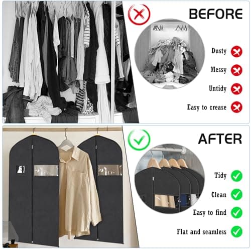 SuitBags for Men 120 x 60 CM, Dust-Proof Garment Bags, Non-woven Fabric Suit Bag, Prevent Moths Suit Cover with Zip, Clothes Covers for Suits, Dress, Coat, Jacket (120CM / 47IN - 1PCS) — view 4