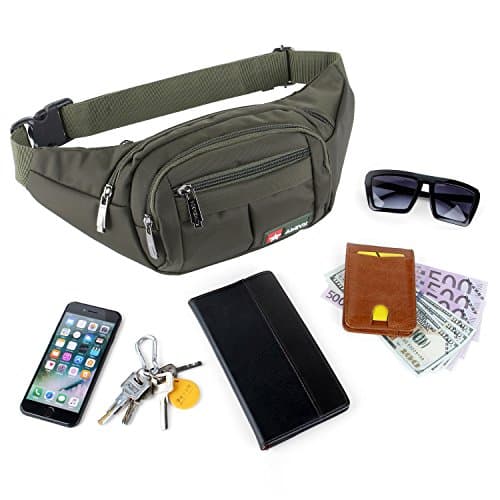 Bumbags and Fanny Packs for Running Hiking Waist Bag Outdoor Sport Hiking Waistpack for Men Women (Olive) — view 2