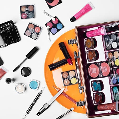 Dawn Till Dusk 54 Pieces Makeup Set with Travel Vanity Box by Envie, Includes Eyeshadow Palette, Lip Gloss, Lipsticks, Manicure Set, Makeup Brushes, Compact Mirror and Much More - (Rose Gold) — view 6