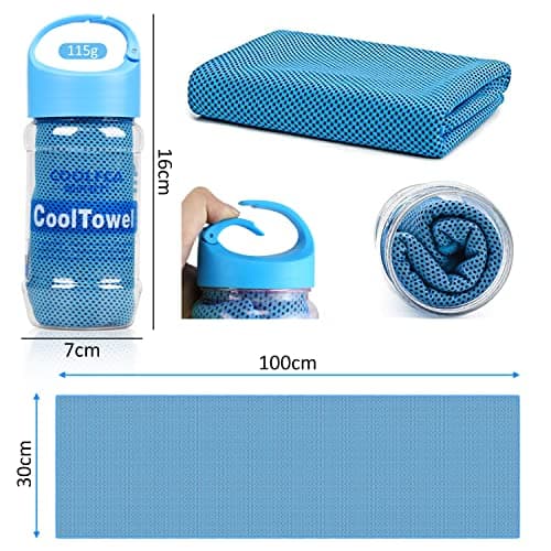 Surcotto Cooling Towel (40"x12"), Cooling Towels for neck, ice Cool Towel Gym towel for men & women, Gift for Golf, Tennis, Running, Marathon Runner, Triathlon,Fitness -Blue — view 2