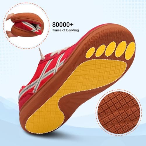 JOINFREE Women's Lightweight Travel Shoes Slip On Trainers Red — view 6