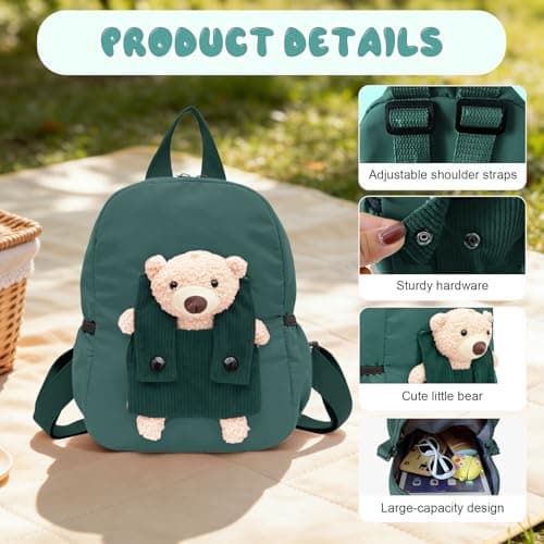 Aucuu Cute Bear Small Toddler School Bag, Toddler Backpack, Kids Backpack for Boys Girls, Mini Children Backpack, Cartoon Preschool Kindergarten Elementary Rucksack for School & Travel (S) — view 4