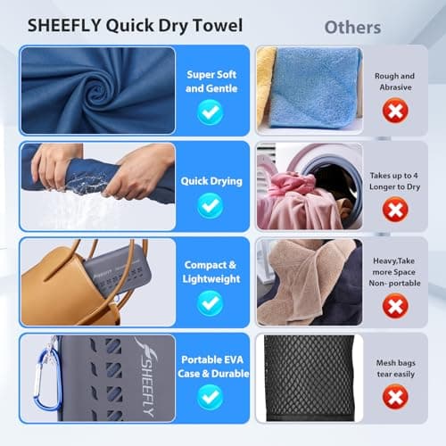 SHEEFLY Microfibre Travel Quick Dry Towel Super Absorbent Gym Towel — view 6