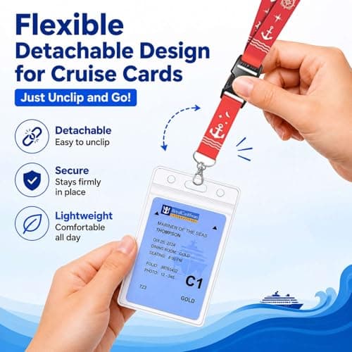 12 PCS Cruise Luggage Tags, 8 Waterproof Cruise Luggage Tag Holder & 4 Detachable Lanyards for Ship Cards 2026, Durable Cruise Ship Accessories with Steel Loops & Zip Sea — view 6
