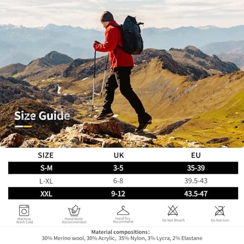 CAMBIVO Merino Wool Hiking Socks, Anti Blister Fit Walking Socks, 3 Pairs — view 3