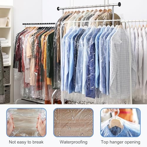 AZKEEGREY 100 Pcs Clear Dry Cleaning Bags for Clothes 60 x 90 cm — view 3