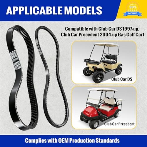 Roykaw Club Car DS Precedent Drive Belt and Starter Generator Belt Kit Fit Golf Cart DS 1997-UP and Precedent 2004-UP, Replace 101916701, 1016203 — view 2