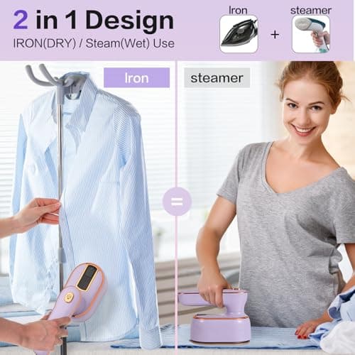 Travel Steam Iron for Clothes, Portable Mini Handheld Lightweight Steamer, 180° Rotatable,Ironing & Steaming 2 in 1,Dorm Room Essentials,Garment Hand Multi-directional Applicable Steamer ﻿ — view 3