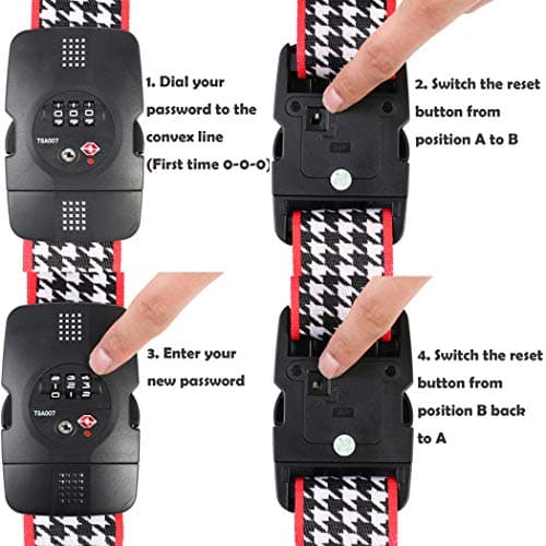 HIMREYLD TSA Luggage Strap with 3-Digital Lock Adjustable for Travel Suitcase 20 to 32 Inch, Cross 230 and 200 CM Long - Stripes — view 6