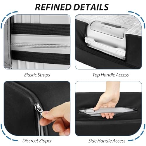 Linpr Clear PVC Suitcase Cover, Travel Luggage Protector, Black, 28 — view 6