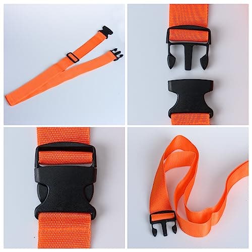 HUSAIHU 2 Pack Luggage Straps for Suitcases, Adjustable Travel Suitcase Belt Connector Straps, Webbing & Heavy Duty Strap with Buckles, Personalised Suitcases Packing (Orange) — view 3