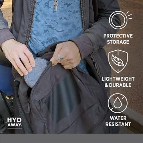 HYDAWAY Travel Case for Collapsible Bottles, Bowls & Cups - Protective Storage with Carabiner Clip - Durable, Water-Resistant, TSA-Friendly (Oxford) — view 3