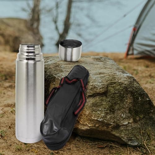 1L Stainless Steel Flask - Keeps Drinks Hot & Cold, with Carry Case, Vacuum Insulated, Perfect for Sports, Outdoor, Hiking, Travel, Office, Leakproof Lid Serves As A Cup, 1000ml — view 2