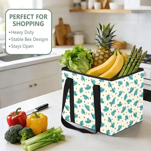 Grckit Car Trunk Organizer Teal Cowboy Hats Heavy Duty Collapsible Storage Tote Bag with Reinforced Handles for Shopping Travel Picnic — view 5