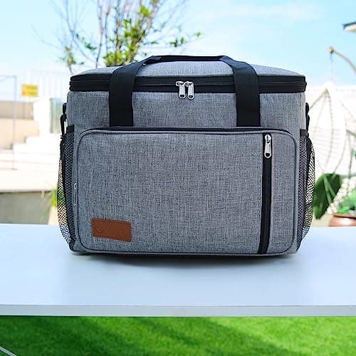 25L Cooler Bag Thermal Insulated Picnic Family Lunch Bag Waterproof Cool Bags Large Shopping Bag for Beach Picnic Camping Travel Grey — view 5