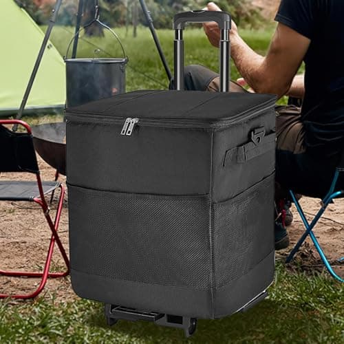 Rolling Cooler Portable Leakproof Insulated Waterproof Reusable Wheeled — view 3