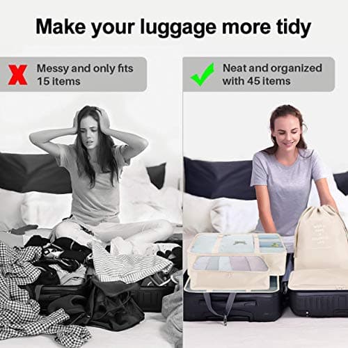 Packing Cubes for Suitcase,Geediar 9 PCS Travel Luggage Packing Organizers Waterproof Travel Essentials Bag Clothes Shoes Cosmetics Toiletries Storage Bags(c-Beige)… — view 4