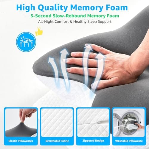 BRO Cervical Memory Foam Pillow with 2 Pillowcases for Neck&Shoulder Pain — view 5