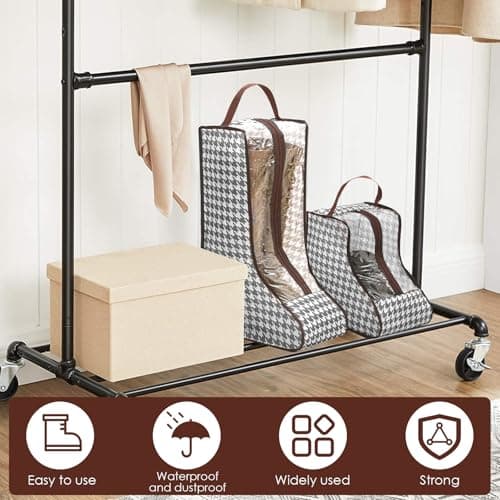 6 Pcs Boot Storage Bags, Portable Short Boots and Tall Boots Protector Bag, Waterproof Shoe Bag, Dustproof Transparent Shoes Organizers Cover for Packing Travel and Daily Use — view 2