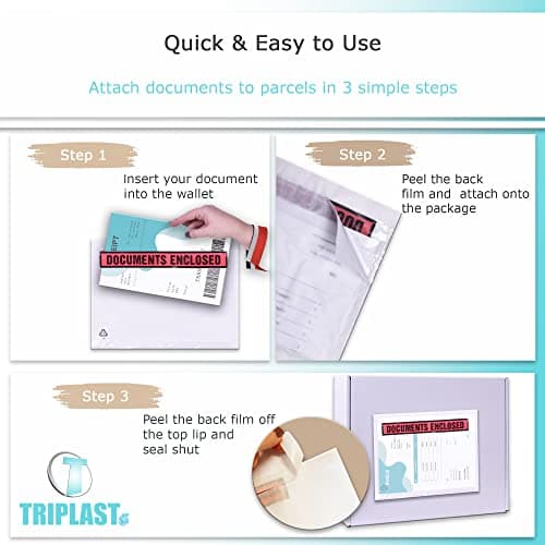 Triplast 100 x A6 Printed Document Enclosed Wallet (158 x 110 mm) | Peel & Seal Clear Plastic Envelopes/Sleeves/Pockets/Wallets | Attach Invoices, Packing Lists & Delivery Notes to Parcels — view 5