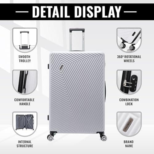 55x35x20 Cabin Suitcase Carry on Hard Shell Hand Luggage Cabin Bag Case Approved for Ryanair EasyJet 2 + Many More Small Fits 8kg-10kg 35 Litre Capacity 3 Digit Lock + Telescopic Handle Cabin Luggage — view 5