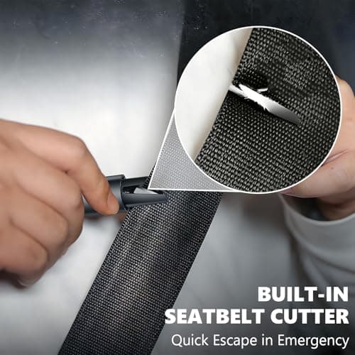 4 Pcs Car Window Breaker Emergency Hammer ,2 in 1 Car Portable Window Breaker Seat Belt Cutter and Window Breaker, with Test Glass Quick Escape Emergency Tool for All Vehicles (Black & Red & Grey) — view 5