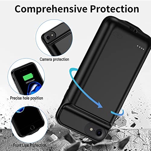MIGAFEI iPhone 8/7/6s/6/SE 2020 battery case, 6800mAh ultra-thin protective charging case, portable rechargeable expandable battery charger (Black 8/7/6s/6/SE) — view 2