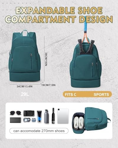 VENATIN Gym Backpack for Women Men,Lightweight Gym Bag with Shoes Compartment & Wet Pocket, Waterproof Backpack swimming bag Sports Travel Casual Daypack,Peacock Blue — view 5